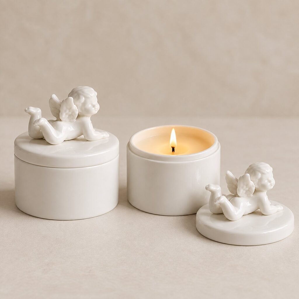 Valqia Seraph Angel Ceramic Candle — Two-Scent Set of 2