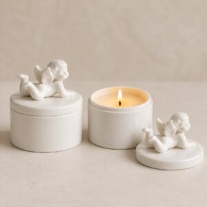 Valqia Seraph Angel Ceramic Candle — Two-Scent Set of 2